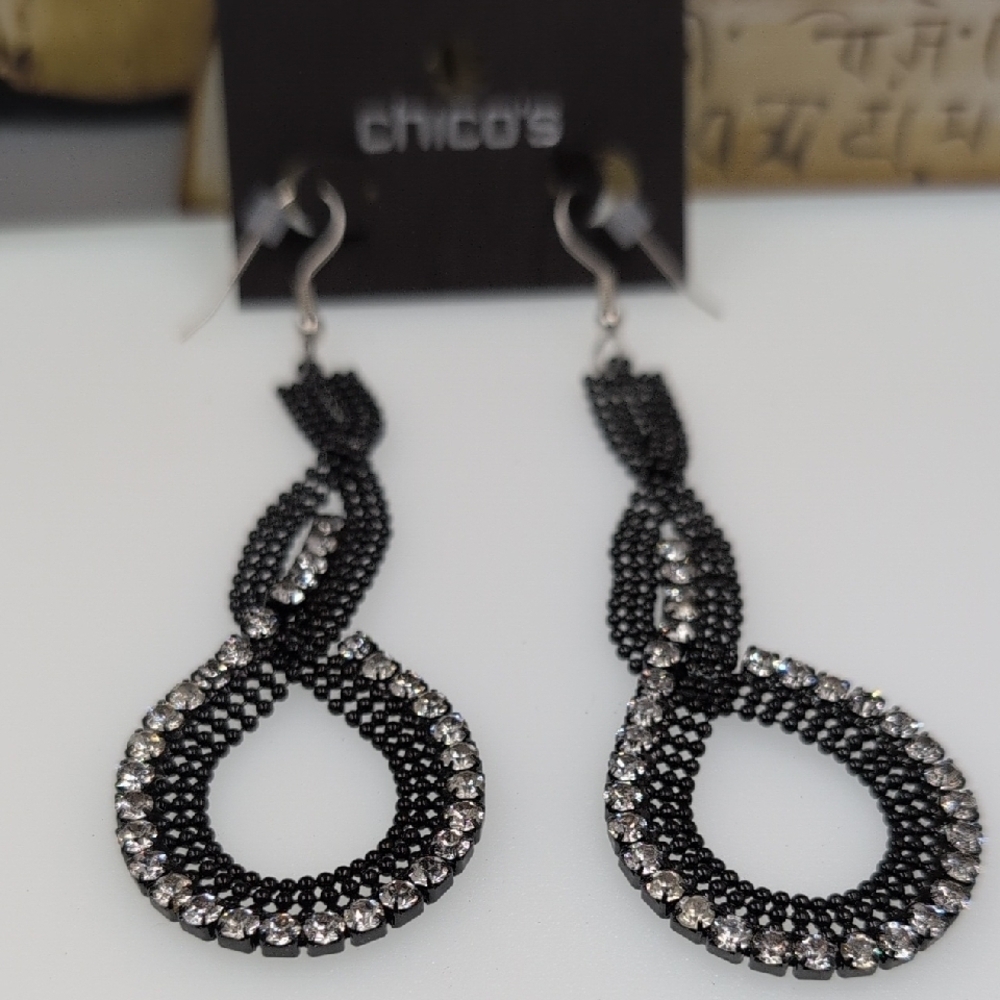 Chico's Black and Silver Serpentine Earrings